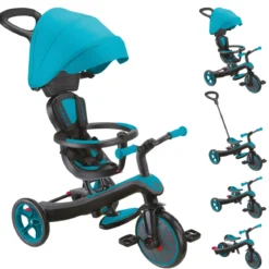 Triciclo Evolutivo 4 in 1 Maniglione Regolabile Balance Bike Verde Acqua