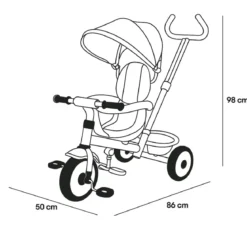 Triciclo per Bambini Rosso con Seggiolino 360° Cappottina e Manubrio