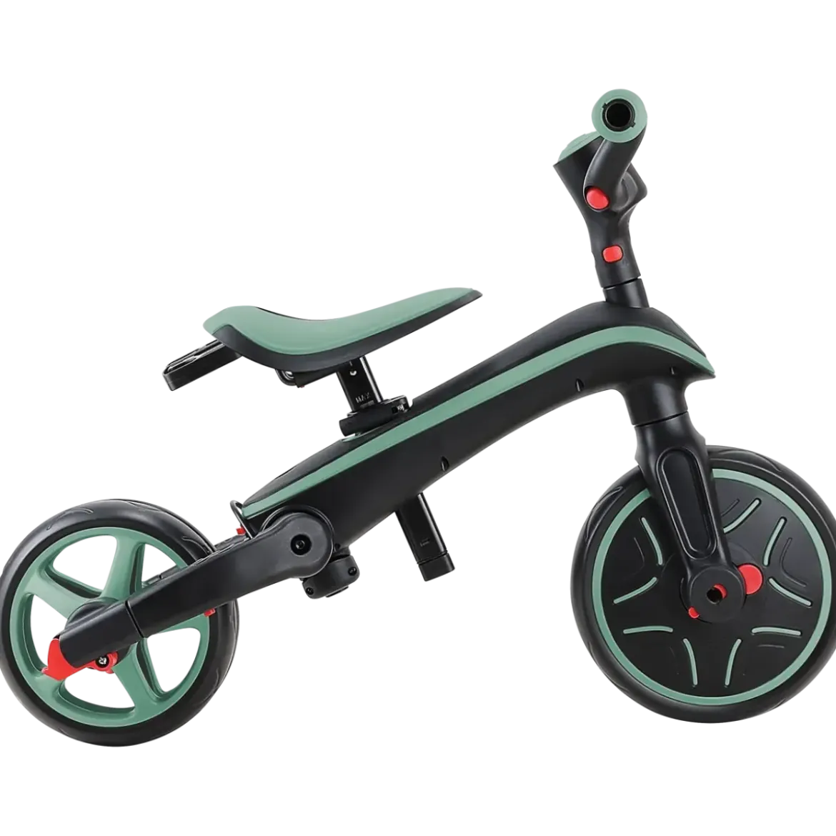Triciclo Pieghevole 4 in 1 per Bambini Verde Oliva con Ruote EVA