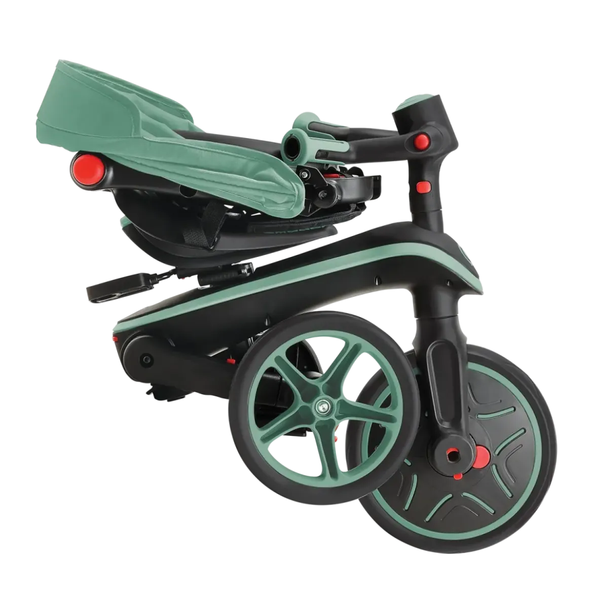 Triciclo Pieghevole 4 in 1 per Bambini Verde Oliva con Ruote EVA