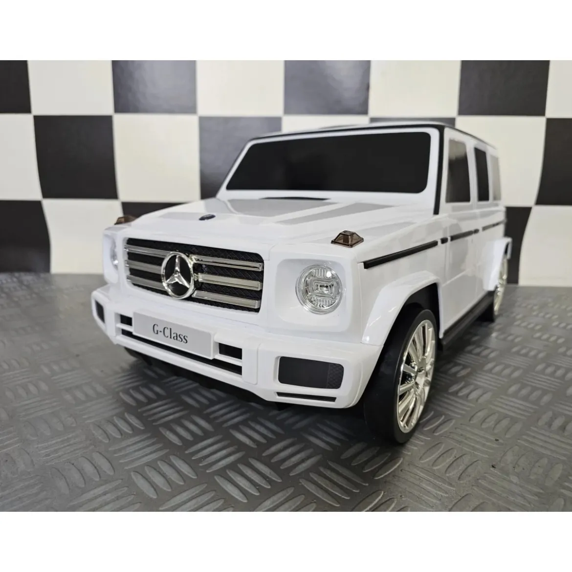 Valigia da Viaggio 2 in 1 Auto Mercedes Bianca Cavalcabile per Bambini