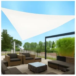 Vela Ombreggiante Triangolare Bianco 3,6x3,6x3,6 m con Anelli in Acciaio