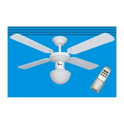 Ventilatore Bianco da Soffitto con Luce e Telecomando 4 Pale Lampada Lampadario