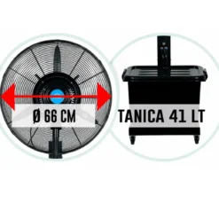 Ventilatore da Pavimento Nebulizzatore DCG 260W 41L 3 Velocità Nero