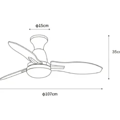 Ventilatore da Soffitto con Luce LED Metallo 3 Pale in Legno con Timer