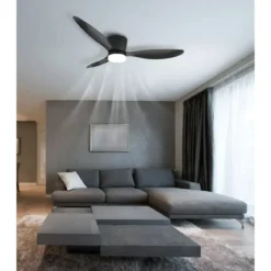 Ventilatore da Soffitto con Luce Nero 3 Pale 20W LED Dimmerabile