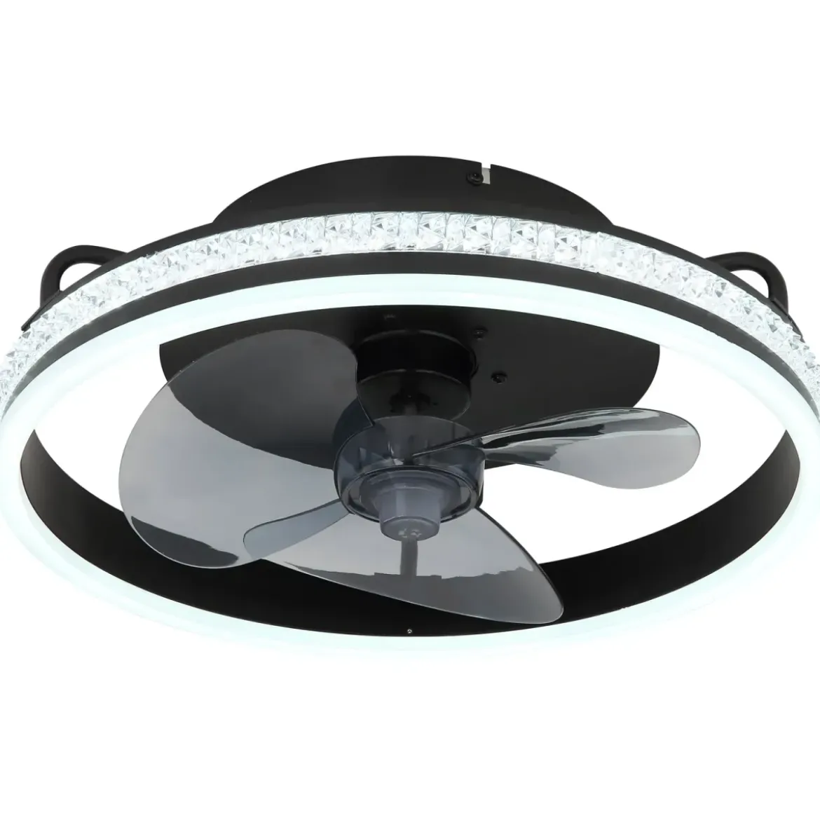 Ventilatore da Soffitto con Luce Nero LED CCT Dimmerabile Telecomando
