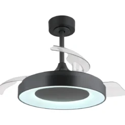 Ventilatore da Soffitto con Luce Grigio 91 cm LED RGB Pale Richiudibili