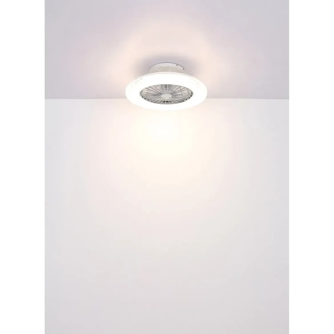 Ventilatore da Soffitto con Luce Bianco Cristalli LED CCT Telecomando
