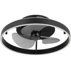 Ventilatore da Soffitto con Luce LED Dimmerabile Nero Opale Telecomando