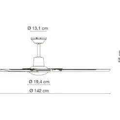 Ventilatore da Soffitto con Luce 142 cm 3 Pale Metallo Nero 3 Velocità