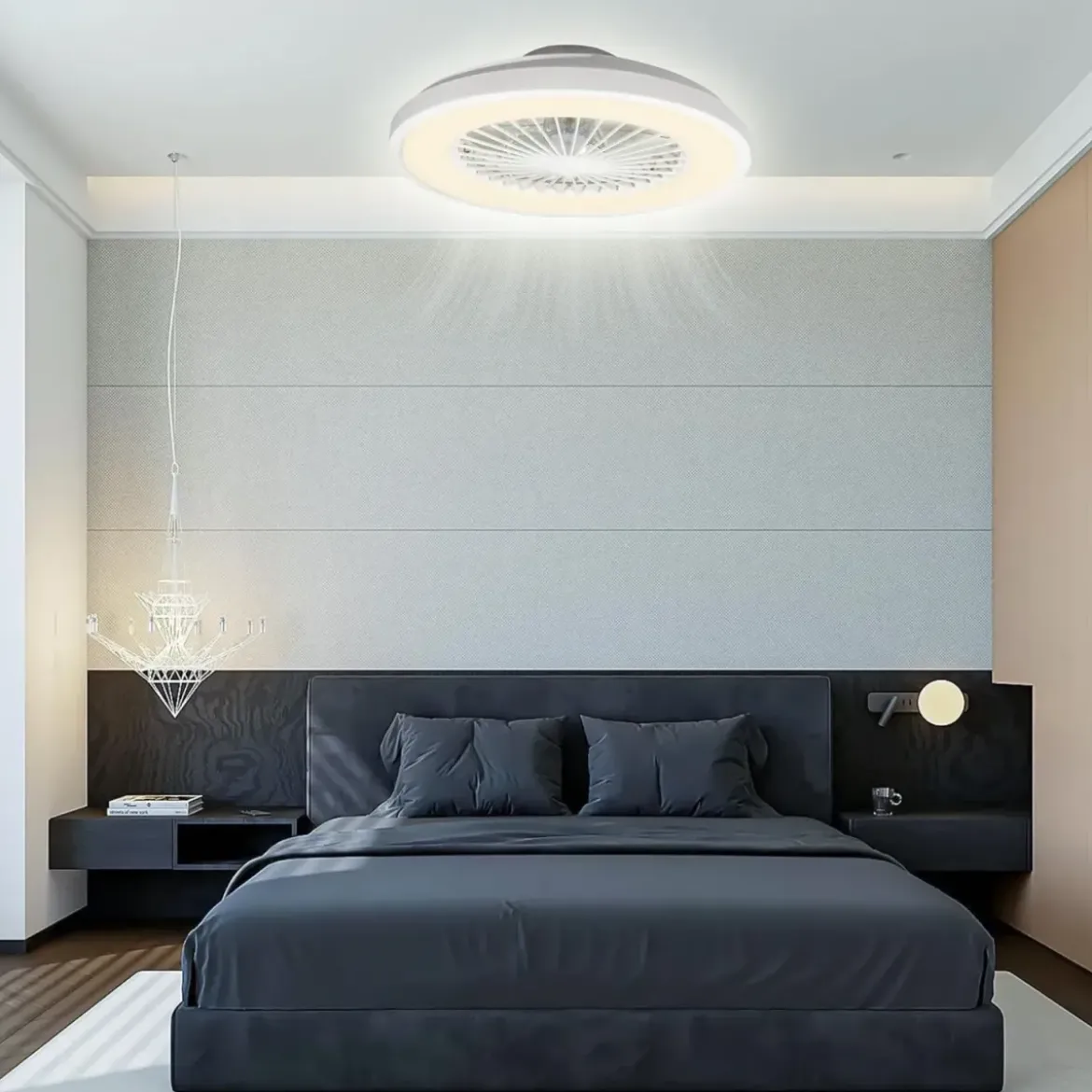 Ventilatore da Soffitto Zephir Plafoniera LED 30W Dimmer Telecomando