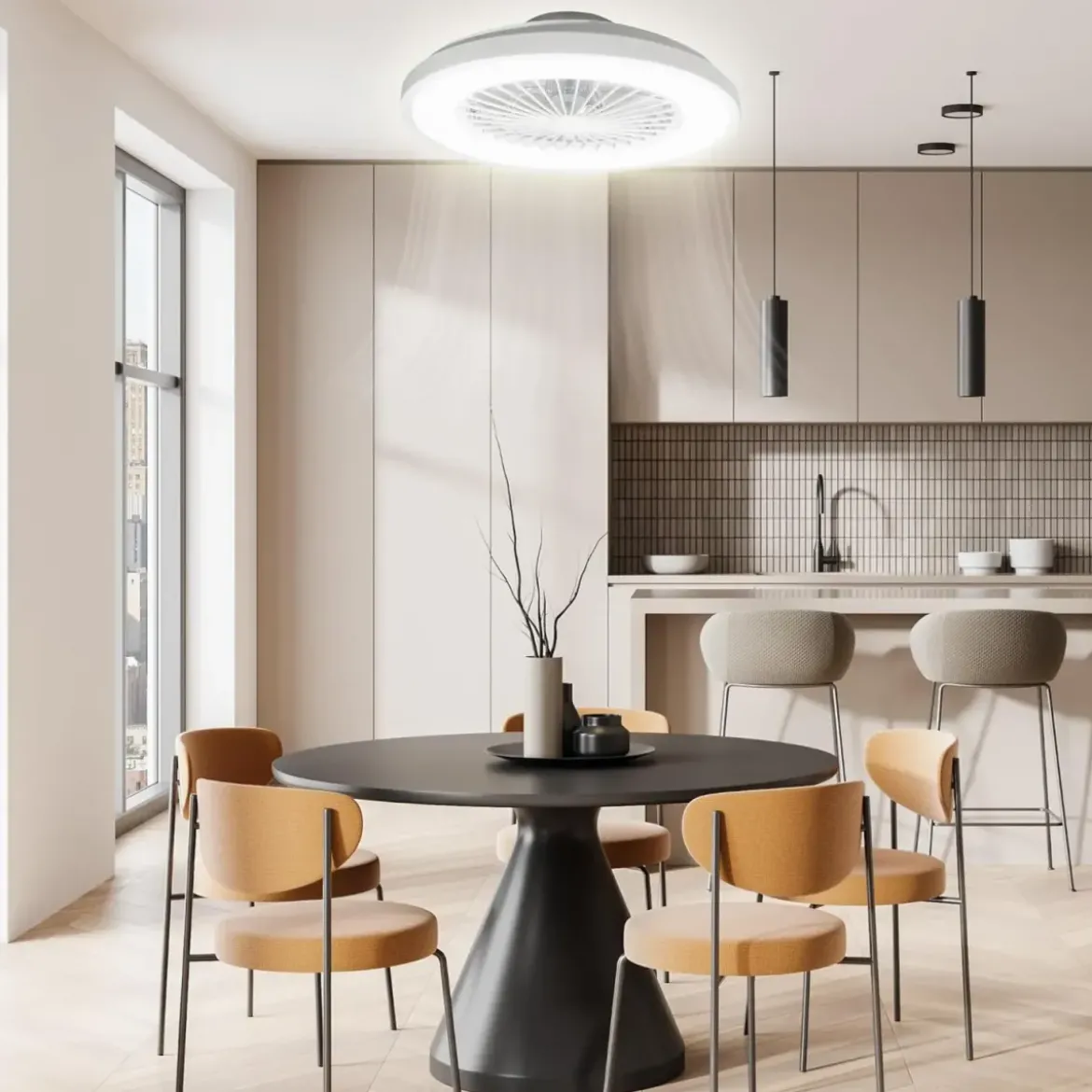 Ventilatore da Soffitto Zephir Plafoniera LED 30W Dimmer Telecomando