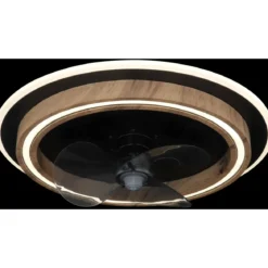 Ventilatore Soffitto con Luce Dimmerabile Nero Effetto Legno Telecomando