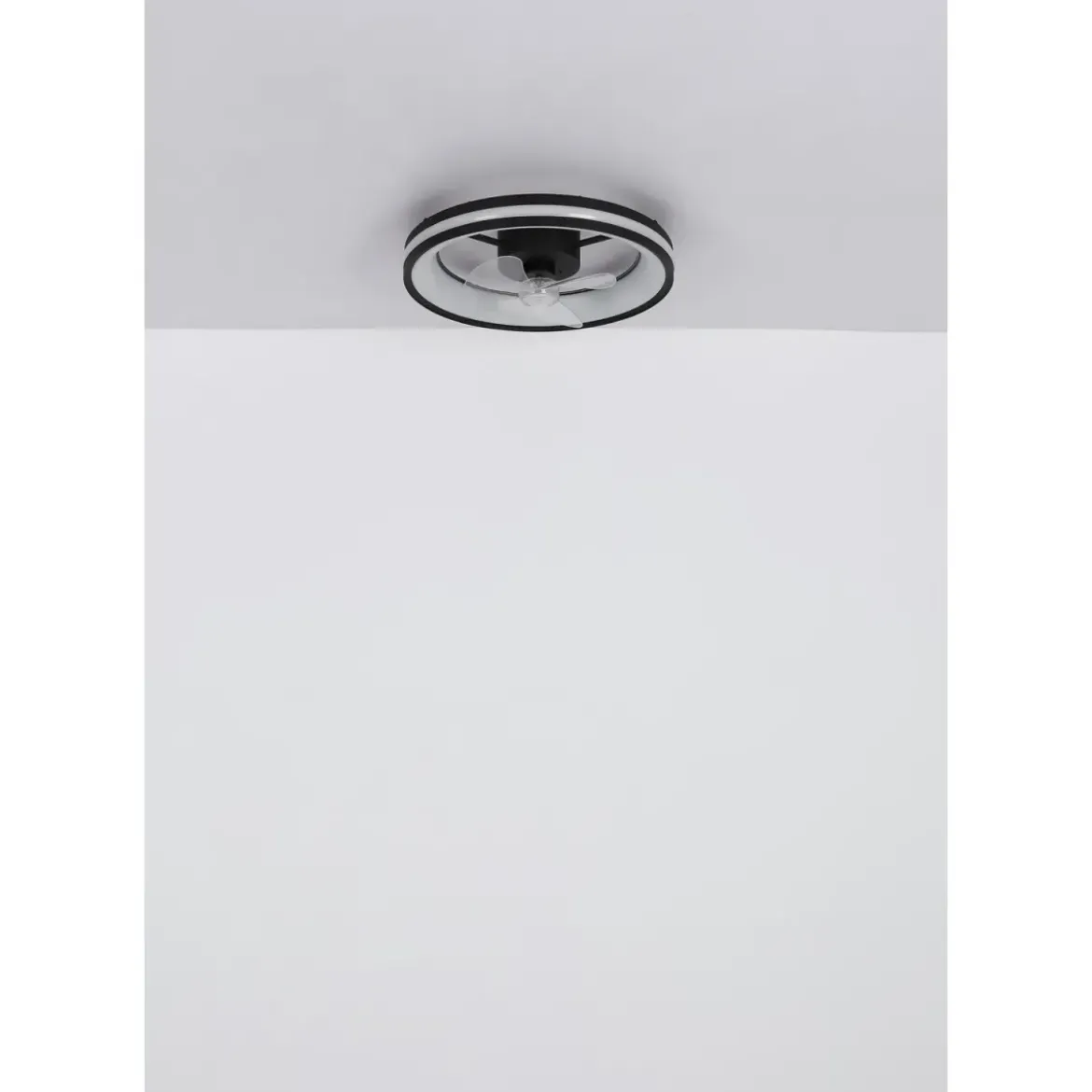 Ventilatore Soffitto con Luce LED Dimmerabile Nero 3 Pale Trasparenti
