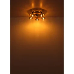 Ventilatore Soffitto con Luce 5 Bracci E27 3 Pale Nero Effetto Legno