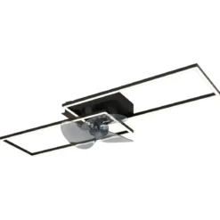 Ventilatore Soffitto con Luce LED Dimmerabile Metallo Nero Telecomando