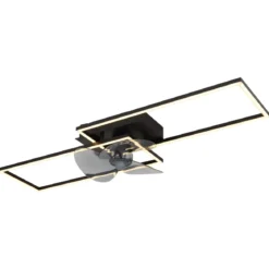 Ventilatore Soffitto con Luce LED Dimmerabile Metallo Nero Telecomando