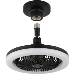 Ventilatore Soffitto con Luce LED Dimmerabile Nero Tondo Telecomando