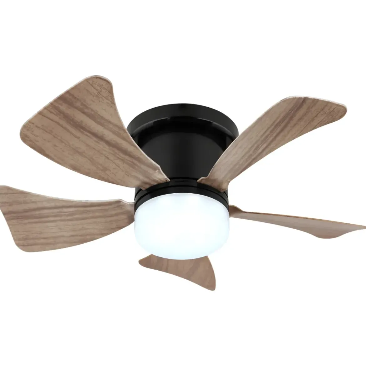 Ventilatore Soffitto con Luce CCT Regolabile Nero 5 Pale Effetto Legno