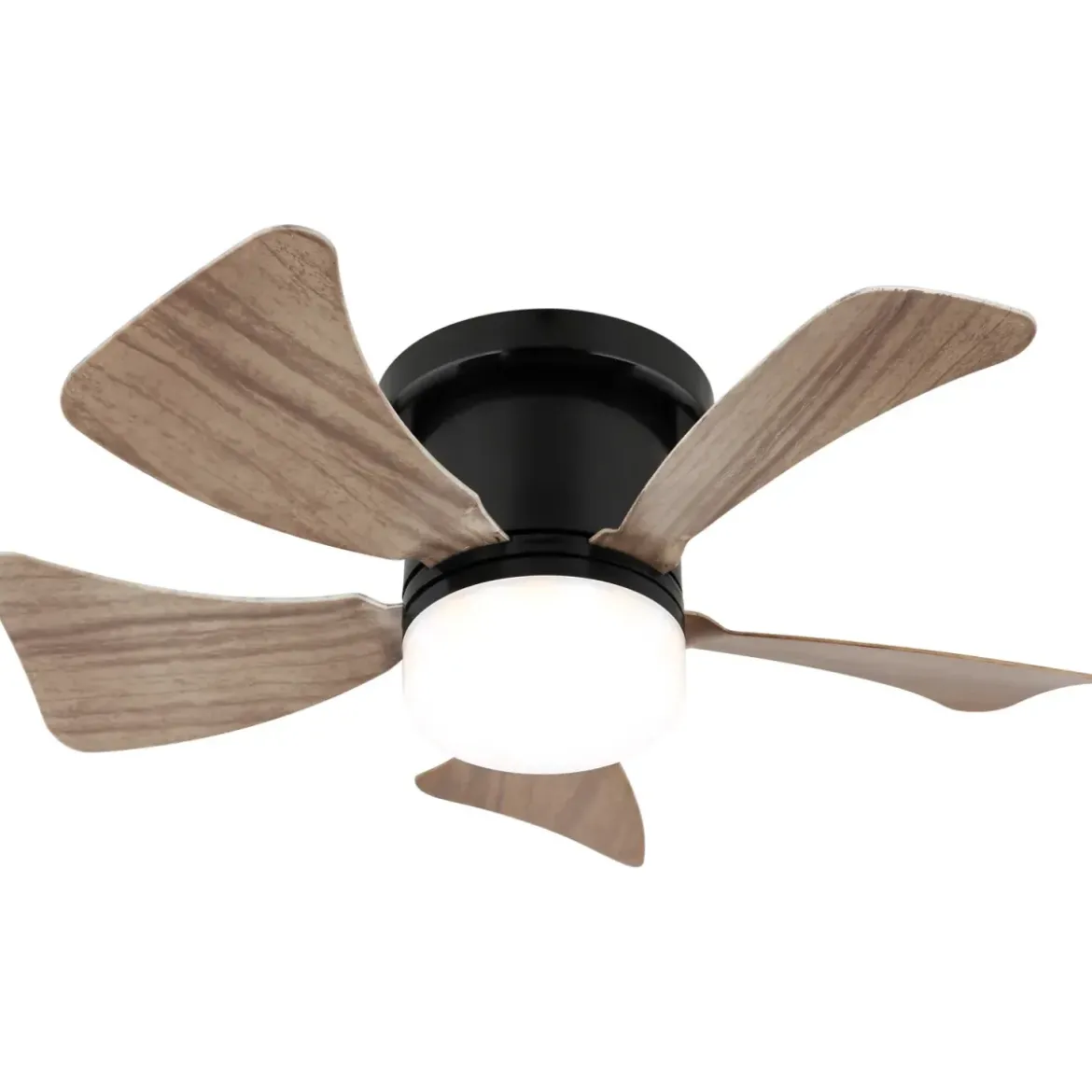 Ventilatore Soffitto con Luce CCT Regolabile Nero 5 Pale Effetto Legno