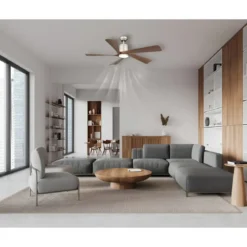 Ventilatore Soffitto con Luce Dimmerabile Grigio 5 Pale Effetto Legno