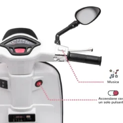 Vespa Sprint Elettrica per Bambini 12V Bianco Luci LED Moto Scooter