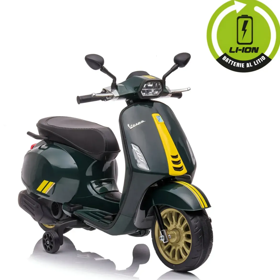 Vespa Sprint Elettrica per Bambini 12V Verde Luci LED Moto Scooter
