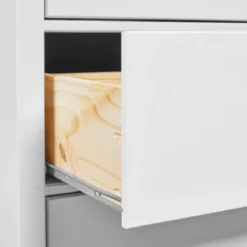 Vetrina Soggiorno Credenza Bianco 3 Cassetti 2 Ante in Legno MDF