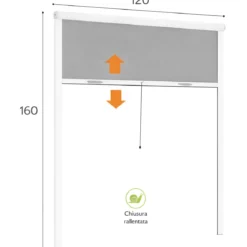 Zanzariera a Rullo Verticale 120x160 Riducibile in Alluminio Bianco