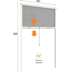 Zanzariera a Rullo Verticale 80x160 Riducibile in Alluminio Avorio
