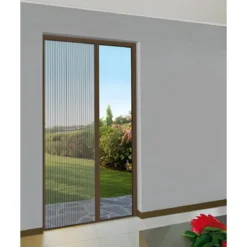 Zanzariera Plissettata Laterale Marrone Guida Bassa Porta 105x240