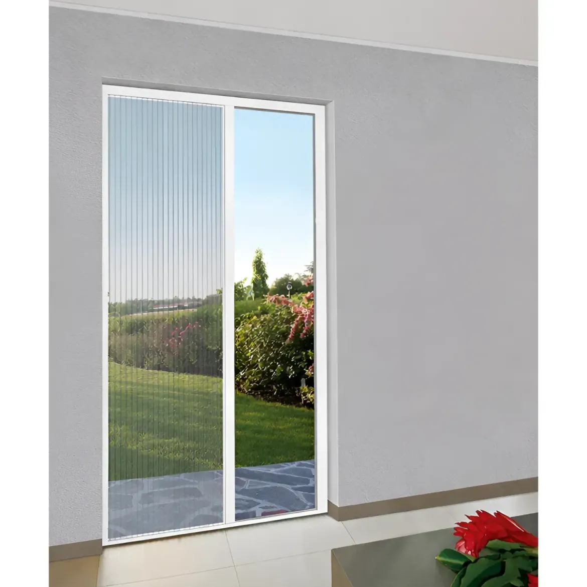 Zanzariera Plissettata Laterale Bianco Guida Bassa Porta 120X240